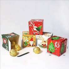 24 Peças Conjunto de Caixas de Presente de Natal - Embalagem de Doces Festivos e Lembrancinhas, Caixas de Papel Decorativas de Feriado, Decorações de Natal, Pijamas de Natal, Presentes de Natal, Decoração de Natal - Multicolorido - Visão 7