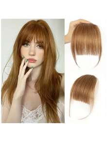 Air Bangs Hairpieces Hair Women Natural Black Light Brown Bangs Hair Clips For Extensions Fake Air Bangs Hair Clip-In Extension Fake Fringe Natural Halloween Day False Hairpiece For Women Clip In Bangs Human Hair Wispy Bangs Clip In Bangs For Women, Faux Bangs, Bangs Fringe With Temples Hairpieces For Daily Wear, Curved Bangs Women's Natural-Looking Clip-In Bangs With Sideburns – Hairpiece For Everyday Elegance