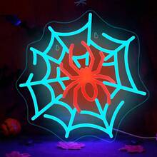 1PC Spider Web Neon Light - USB Powered LED Wall Art For Halloween Christmas Decor,Perfect For Parties & Ceremonies Christmas Decoration XMAS Decor Christmas Tree Gift Decor Thanksgiving Wedding Home Decor Home Decor Fall Decor Autumn Decor Birthday Decorations For Gifts Party Supplies Indoor Holiday Festival Decor Halloween Decor Wall Decor Halloween Ornaments - Multicolor - View 2