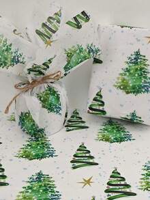 Colored Light Christmas Tree Pattern Thin Paper, 19.69 Inches X 13.78 Inches Gift Wrapping Paper, Suitable For Wedding, Christmas Gifts, Birthday Gift Packaging, Bouquet Filling, Party Gifts