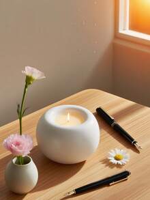 قطعة واحدة من حامل الشموع بشكل النرويجي الفريد على شكل دونات - حامل شموع شاي سيراميك أبيض بسيط، يخلق جوًا دافئًا ومريحًا، ديكور منزلي أنيق وأنيق، مناسب لغرفة النوم وغرفة المعيشة والطاولة، هدية مثالية لعيد الميلاد والعام الجديد لعشاق ديكور المنزل، تصميم بسيط، يناسب طاولة الطعام والمكتب - متعدد الألوان - مشاهدة 9