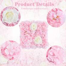 Light Pink 3D Flower Wall Backdrop  Wedding Rose Floral Wall Backdrop For Bridal Shower Birthday Party Wedding Rose Floral Photo Background Valentines Christmas Decorations - 淺粉色 - 查看 6
