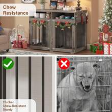 Furniture Dog Crate For 2 Dogs, 41 Inch Dog Kennel Furniture With Removable Divider And Shelf Storage, Wooden Dog Crate For Small/Medium Dogs, White/ Brown/ Gray - Grey - View 5