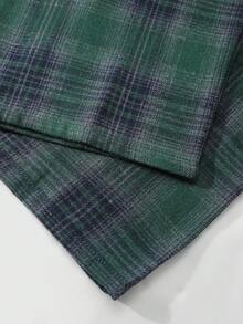 Men's Fashion Casual Thick Elastic Waist Plaid Print Loose Pajama Pants - Green - View 5