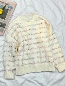 Fashionable Women Cute Colorful Polka Dot Sweater, Loose Fit Pullover Knit Top, Autumn/Winter