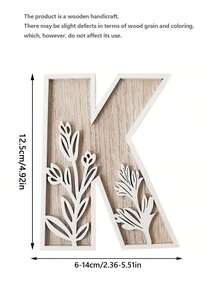 1 Pc Floral Wooden Letters Decor , Wood Alphabet With White Flower Patterns, 26 Letter Custom Name Decoration, Home Decor For Living Room, Bedroom, Entryway, Nursery, Wedding, Party Decoration