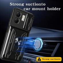 兼容 Hot 50i / Infinix Smart 9 / Smart 9 HD 手机壳，带滑动相机镜头和支架 - 黑色 - 查看 2