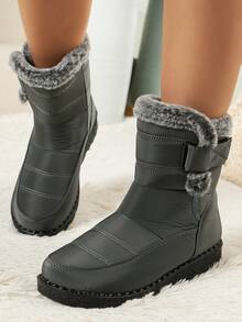 FZY New 2026 Winter Women's Ankle Boots And Short Boots: Stylish, One-Piece Mid-Calf Platform Boots With Adjustable Elastic Heels And A Thick, Fashionable Flannel Edging, Perfect For Winter Outdoor Activities And Can Be Paired With Valentine's Day Outfits. Available In Black, Red, Grey, And Blue. Women's Winter Clothing. A Top Choice For Valentine's Day Gifts. Stylish, Warm Black Ankle Boots; Comfortable And Versatile Low-Heeled Shoes; One-Piece Boots. Avant-Garde Elongated Women's Boots; Comfortable And Durable Concealed Wedge Boots. - Xám - Xem 4