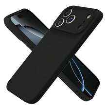 Ốp lưng điện thoại iPhone 17 Pro bằng silicon lỏng có [Bảo vệ toàn diện camera] [Lớp lót sợi siêu mịn chống trầy xước], Ốp lưng điện thoại màu trơn siêu mỏng chống sốc, tương thích với iPhone 17/16/15/14/13/12/11 Pro Max Plus - màu đen - Xem 1
