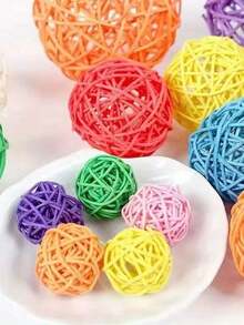 2/3/5pcs Rattan Ball Toys, 5cm Parrot Foot Grab & Chew Small Ball Toys, Rattan Parrot Toys - View 6
