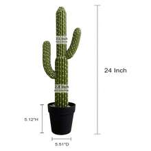Artificial Cactus Succulent Plant, 24 H Tall Faux Fake Desert Cacti Plant With Bla Planter For Home Garden Office Floor - Multicolor - View 3