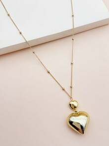 1 pezzo Collana lunga con ciondolo a forma di cuore minimalista in argento per donna