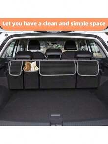 汽车整理器后备箱储物袋，带 4 个口袋多功能汽车后备箱整理器，后座储物袋，带 3 个可调节肩带