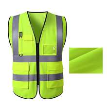 Colete Refletivo De Segurança Cor Brilhante De Trânsito De Múltiplos Bolsos Mineradores De Carvão Vegetal Uniform - VERDE - Visão 1