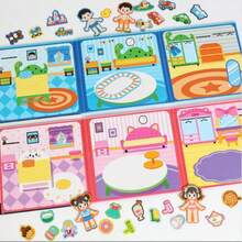 DIY 磁性安静书 – 互动感官学习，包含 2 个主题 | 儿童精细运动技能活动 | 送给男孩和女孩的教育礼物 DIY 安静书，无需制作磁性贴纸即可改变场景 手工制作的卡通贴纸 - 彩色 - 查看 5