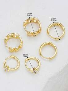 Set de 6 piezas de aretes de aro pequeños con diseño minimalista en forma de corazón, chapados en oro con circonita cúbica brillante, hipoalergénicos, ligeros y versátiles, adecuados para múltiples perforaciones de oreja