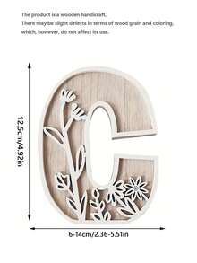 1 Pc Floral Wooden Letters Decor , Wood Alphabet With White Flower Patterns, 26 Letter Custom Name Decoration, Home Decor For Living Room, Bedroom, Entryway, Nursery, Wedding, Party Decoration