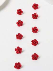 10pcs Rose Hair Clip, Braids Hair Accessories For Women Boho Valentine's Day Claw Clips Hair Claws Hair Barrettes, School Stuff - 紅色 - 查看 3