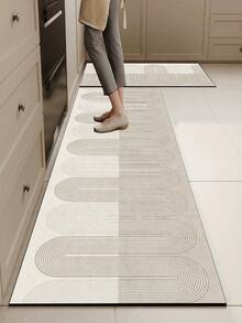 One Silica Gel Kitchen Mat With A High-End Simple Line Block Mosaic Pattern, Cushioned Anti-Fatigue Kitchen Rug, Quick-Drying Non-Slip Water-Absorbing, Suitable For Kitchen, Bathroom, Entranceway, Laundry Room Etc. - Multicolor - View 10