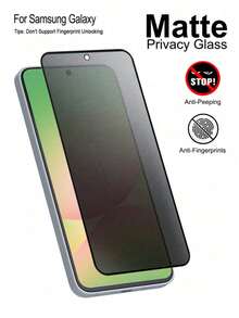 2pcs Matte Privacy Tempered Glass Screen Protector, Compatible With Samsung, 9H Hardness Anti-Spy Matte Glass, 2.5D Anti-Fingerprint Matte Privacy Glass, Scratch-Resistant, Matte Privacy Glass Screen Protector, Frosted Style, Easy Installation Mobile Phone Accessories Screen Protection Essentials, Applicable To Daily Shield, Office, Home Privacy Screen Protector Phone Screen Protector Waterproof Shockproof Anti-Fall Scratch Resistant - Black - View 3