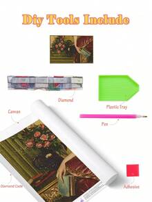 | 5D DIY 钻石画 | 复古贵族生活风钻石画套装。细致逼真的油画风格，描绘日常场景。高清艺术钻石，手工装饰画，水钻全套马赛克工艺品，DIY 技巧和专注力练习。 - 彩色 - 查看 3