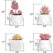 Artificial Faux Succulents In Pots, Gold Plants Women Desk, Small Realistic Faux Succulents Home Office Accessories Window Sill Bathroom Bedroom, Gold - 粉色 - 查看 4