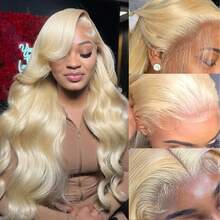 613 Lace Front Wig Human Hair Body Wave 13x4 Blonde Lace Front Wigs Human Hair Pre Plucked 200% Density 613 HD Lace Frontal Wig Transparent Lace With Baby Hair 26 Inch - S613 - Xem 5