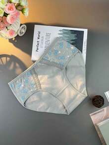 6-Piece [Women Panties] Sexy Plus Size Seamless Doubble Hearts Prints Women's Mid-Waist Briefs With Breathable Fabric, Featuring Intimate Comfort Christmas Halloween Gifts(6 Color Random Delivery) - Nhiều màu - Xem 7