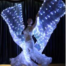 1pc Solid Color Shiny Polyester Belly Dance Wings Prop, Suitable For Easter, Christmas, Halloween, Wings, Butterfly Fairy Wings, Luminous Wings, Colorful Wings, Belly Dance Costume Performance Wings, Party Dance Wings, LED Light Wings - Multicolor - View 11