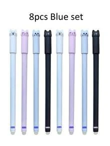 4Pcs Cat Erasable Gel Pen 0.5mm Magic Ink Blue Black Pen Set With Rubber Eraser Creative School Stationery Back To School - Sets - View 14