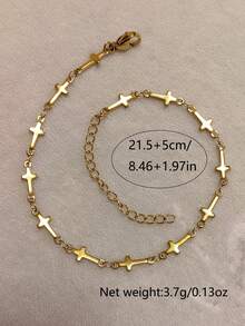 Nooxian 1 pieza Joyería Estilo bohemio de playa para mujer Tobillera de acero inoxidable resistente al agua y a la con múltiples cruces, accesorio diario como regalo (Cantidad de cuentas de cruz al azar)