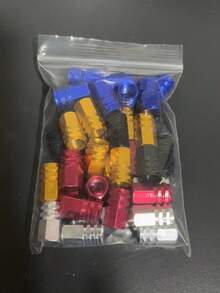 Um Conjunto de 30 Tampas de Válvula de Liga de Alumínio para Carros e Bicicletas, Tampas de Pneu Duráveis de Cinco Cores Feitas de Metais Vermelho, Azul, Preto, Dourado e Prata, Adequadas para Pneus, Válvulas e Conversores de Tamanho Geral