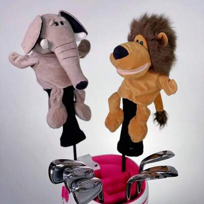 1 chiếc bao đầu gậy đánh golf hình động vật hoạt hình, bao bảo vệ gậy đánh golf hình động vật dễ thương, bao đầu bảo vệ, làm bằng vải nỉ nhiều màu, thích hợp cho người chơi golf, phụ kiện chơi golf, đáng yêu