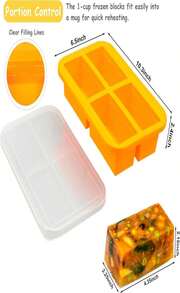 Bangp 1-Cup Silicone Freezer Trays With Lid,2 Pack,Easy-Release Silicone Freezing Tray For Soup Ice Cubes,Soup Freezer Molds,Freeze &Amp; Store Broth,Sauce,Leftovers - Makes 8 Perfect 1 Cup Portions - 1 - 查看 5