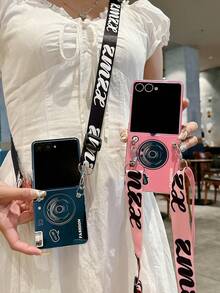 1pc Vintage Camera Strap Crossbody Case Compatible With Samsung Galaxy Z Flip7 Foldable Phone, Blue/Red - Multicolor - View 2