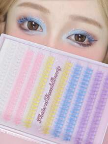 200 piezas de pestañas postizas individuales reutilizables de 5 colores pastel arcoíris DIY | Pestañas suaves y ligeras de 12 mm con curvatura D, amigables con la piel, para Halloween, Acción de Gracias, Navidad, fiestas de boda, cosplay y maquillaje glamoroso creativo diario