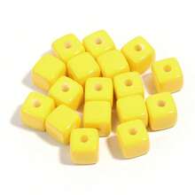 10 قطعة/عبوة خرز مربع ذو ثقب مستقيم ملون بألوان أكريليك صلبة للأساور والقلائد وسلاسل الهاتف والاكسسوارات الشعرية وصنع المجوهرات DIY - خرز مربع بلون سادة - مشاهدة 17