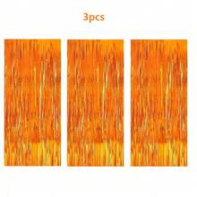 4packs Orange Foil Fringe Curtains Set & Metallic Photo Booth Backdrop Door Curtain, Perfect Decorations For Halloween Party, Wedding, Engagement, Birthday, Anniversary, Graduation, Bachelor Party And Other Important Occasions,Christmas