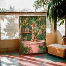 1幅装裱帆布墙画，海报，墙面装饰，动物主题，可爱猴子在厕所看报纸 - 帆布画，适合现代客厅、卧室、浴室装饰和礼品，装饰艺术风格，当代风格，极简风格，动物主题，秋季，春季 - 彩色 - 查看 8