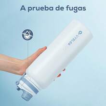Termo de Acero Inoxidable, Termo de Agua con Doble Pico, Agua Fría (24 horas) o Caliente (12 horas), con Popote y Tapa Antigoteo, con Asa para Transportar (40 oz / 1200 ml, Obsidiana) - Perla - Ver 10