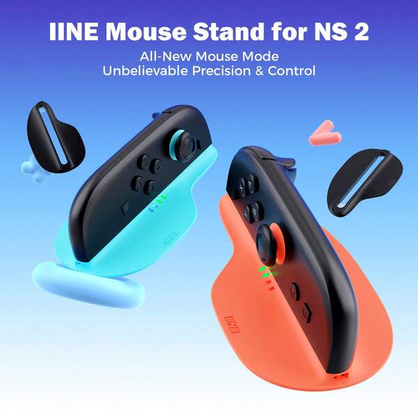 IINE 2pcs Mouse Stand Grip For Switch 2, Supports Protective Case, Non-Slip Bracket, Ergonomic Ring Stand, Mouse Mode, Durable ABS Construction, Game Accessories