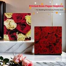 20/40 piezas Servilletas de papel con estampado de rosas rojas, de 6.5*6.5 pulgadas plegadas, servilletas desechables impresas de 2 capas con rosas rojas, amarillas y rosas, perfectas para el Día de San Valentín, cumpleaños, fiesta nupcial, celebración de fiestas, decoración de bodas en suministros para eventos y fiestas