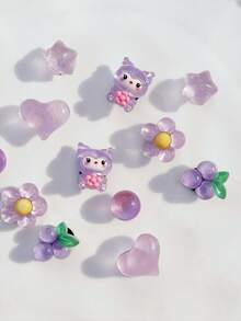 12 Peças Botões Decorativos de Cristal ABS Kuromi Roxo Fofo, Decorações DIY, Adequado para Sandálias, Chinelos, Sapatos Furados, Sandálias e Bolsas de Praia de Mulheres, Clips de Sapato Multifuncionais - Presente Perfeito para Feriados e Ocasiões Especiais