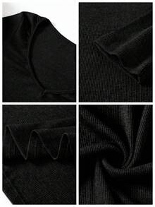 女士性感V领修身隐形甜美清凉紧身鱼尾裙 - 黑色 - 查看 11