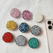 Suport de telefon cu prindere, auriu metalic, argintiu, verde, roz, sclipici iridescent, suport de telefon extensibil, portabil, adeziv, pentru birou