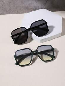 1 Pc Women Y2K Vintage Square Frame Green Full Frame Fashion Fashion Glasses, Suitable For Casual, Travel, Outings