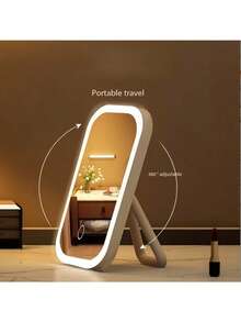 LED Makeup Mirror, Vanity Mirror With Front Lights, 3 Lighting Modes, Rechargeable Makeup Mirror, Modern Style, Built-In Battery, Touch Control, Portable Foldable, Travel Makeup Mirror, Lighted Makeup Mirror, Ideal For Women, Valentine's Day Gift, Student Dorm Daily Use, Fashionable Design, Affordable Price, Christmas Gift, Cosmetics, Makeup Tools, Cheap & Good, Gift, Women Gift, Christmas Gift - Multicolor - View 7