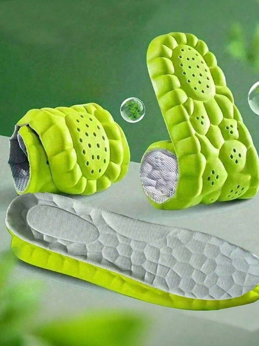 1Pair Ultra-Comfort Memory Foam Insoles For Men And Women - Anti-Odor, Sweat-Absorbing, Massage, And Arch Support For Running, Sports, And Daily Wear - Breathable, Ergonomic, And Anti-Fatigue Foot Care Solution - Grey - View 1