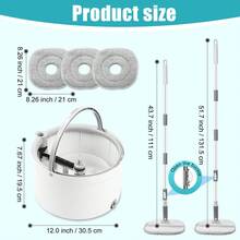 Spin Mop And Bucket Floor Cleaning System,Self Wringing 360° Rotating Clean Mop Head And Bucket Set For Hardwood Tile Marble Floors - 白色 - 查看 2
