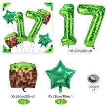 1 Set mit 40 Zoll grünen Zahlenballons 0-9, moderne Pixel-Stil grüne Folienballons, Pixel-Würfel Aluminiumfolienballons geeignet für grüne Geburtstagballons, Pixel-Welt-Spiel-Thema Geburtstagsdekoration, Spiel-Thema Geburtstagsdekoration, geschlechtsneutrale Geburtstagsdekoration, Abschlussfeier, Jahrestag, Feier, Familientreffen, Feiertagsdekoration, Wald-Thema Geburtstag, Themen-Geburtstag, Fotorequisiten. - Verschiedenfarbig - Übersicht 24